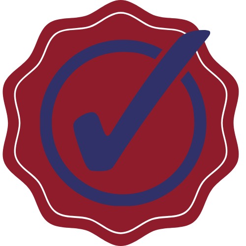 Red and Blue Warranty Checkmark Icon